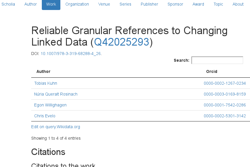 The nanopublication conference article in Scholia.