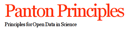 Sort of logo for the Panton Principles, showing this name and the text "Principles for Open Data in Science".